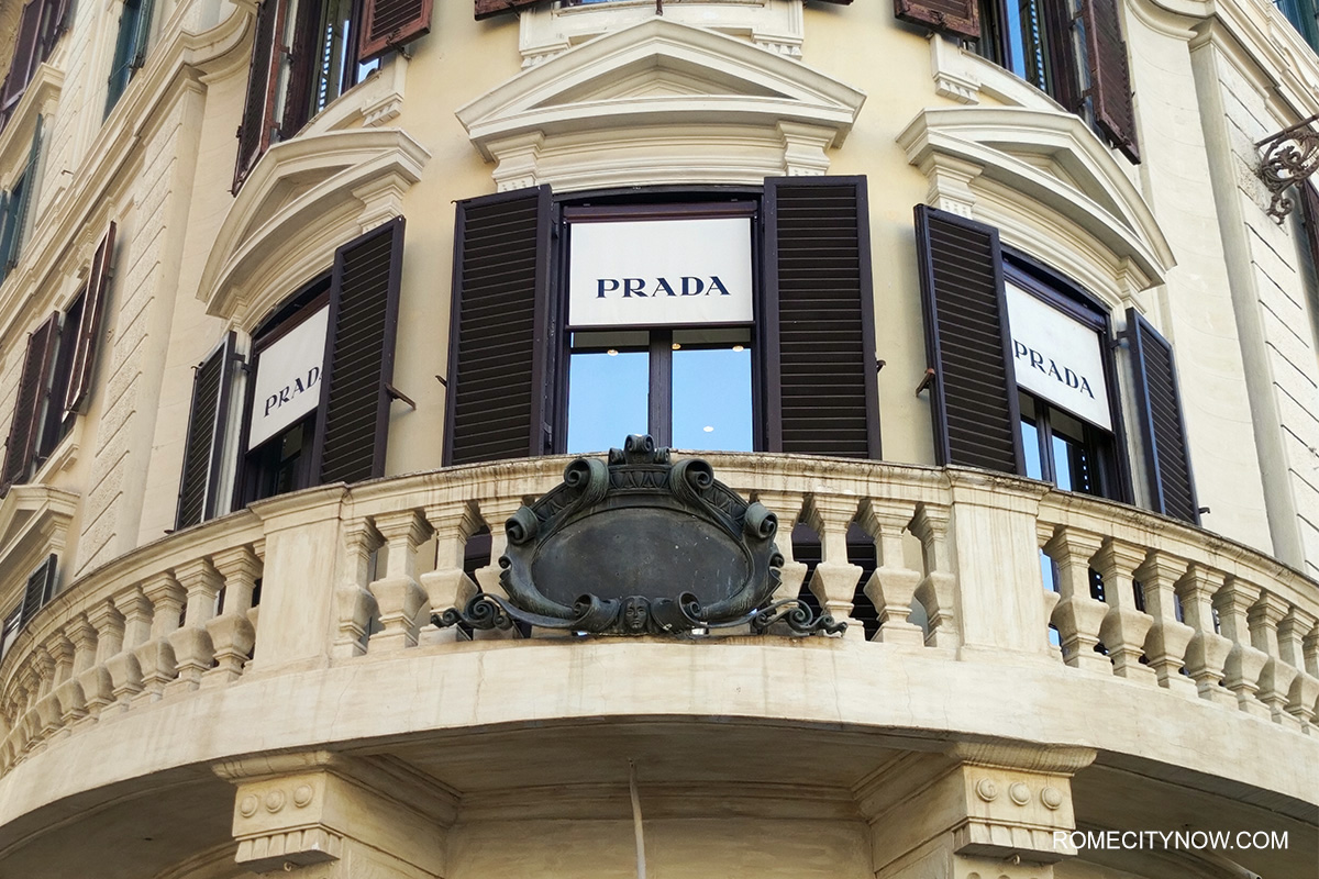 Italian fashion brand PRADA on Via dei Condotti