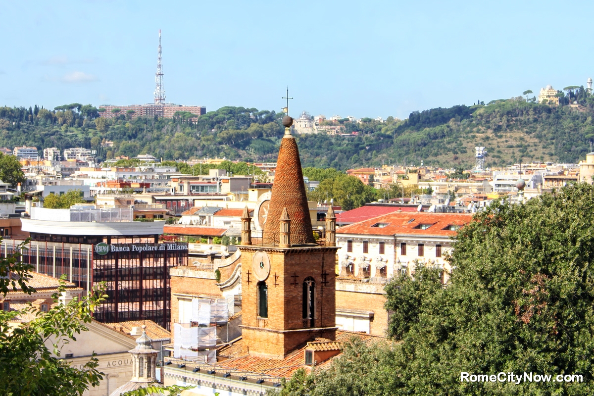 View of Santa Maria del Popolo from Terrazza del Pincio
